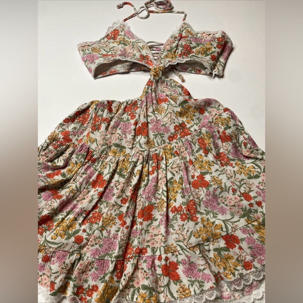 Grey Bandit Dress Women Size XS Floral Skirt Summer Breezy Cruise Beach (O)